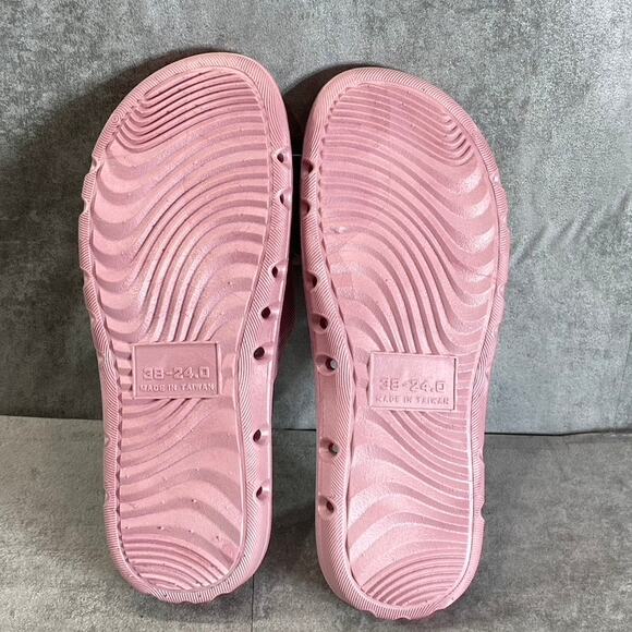 TECS Women's Rose Pink PVC Round-Toe Slide Sandals SZ 7 - Picture 6 of 9